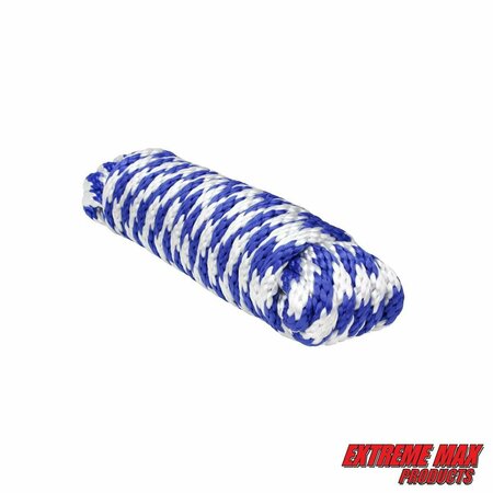 EXTREME MAX Extreme Max 3008.0199 Solid Braid MFP Utility Rope - 1/4" x 50', Blue/White 3008.0199